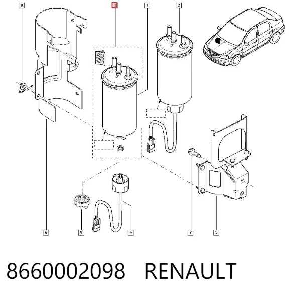 Filtro de combustible 8660002098 Renault (RVI)