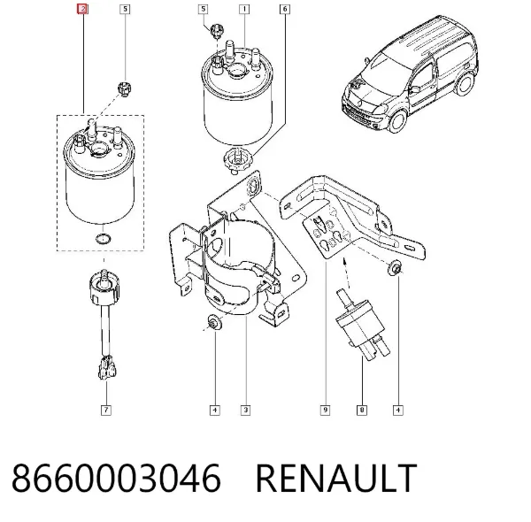 Filtro de combustible 8660003046 Renault (RVI)