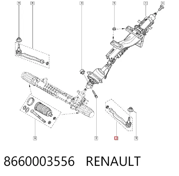 Rótula barra de dirección 8660003556 Renault (RVI)