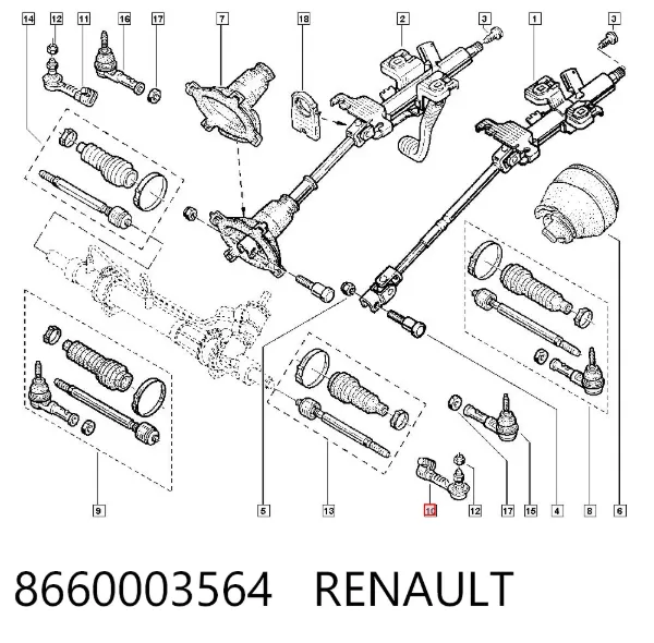 Rótula barra de dirección 8660003564 Renault (RVI)