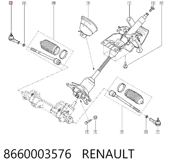 Rótula barra de dirección 8660003576 Renault (RVI)