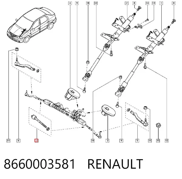 Barra de acoplamiento 8660003581 Renault (RVI)