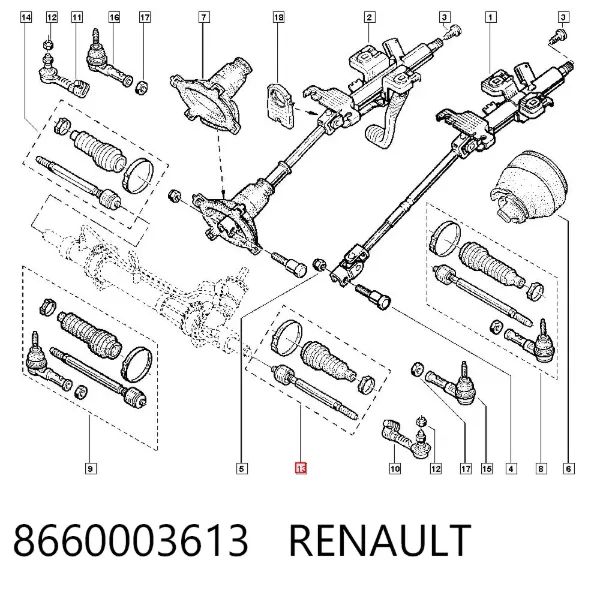 Barra de acoplamiento 8660003613 Renault (RVI)