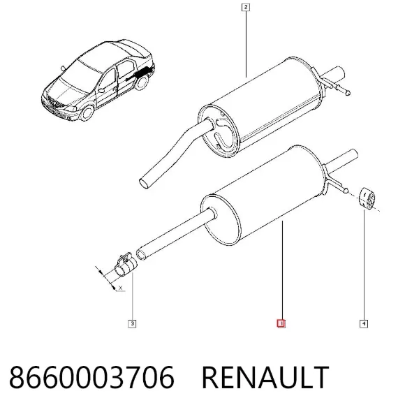 Silenciador trasero 8660003706 Renault (RVI)