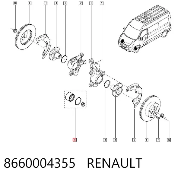 Cojinete de rueda delantero 8660004355 Renault (RVI)