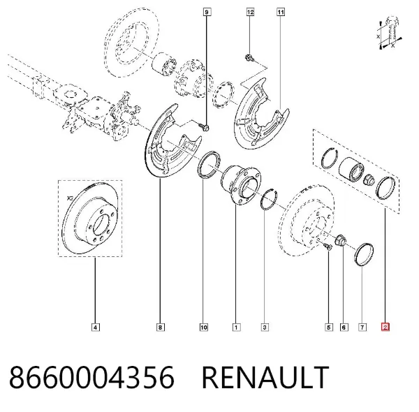 Cojinete de rueda 8660004356 Renault (RVI)