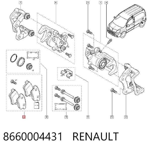 Pastillas de freno traseras 8660004431 Renault (RVI)