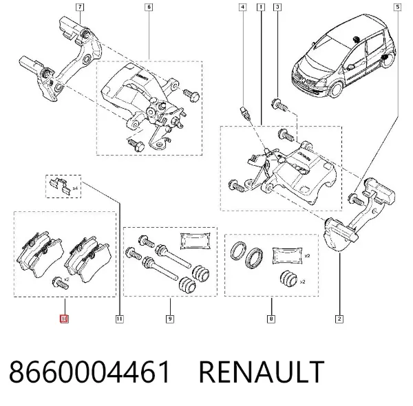 Pastillas de freno traseras 8660004461 Renault (RVI)