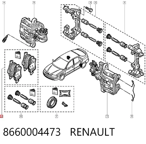 Pastillas de freno traseras 8660004473 Renault (RVI)