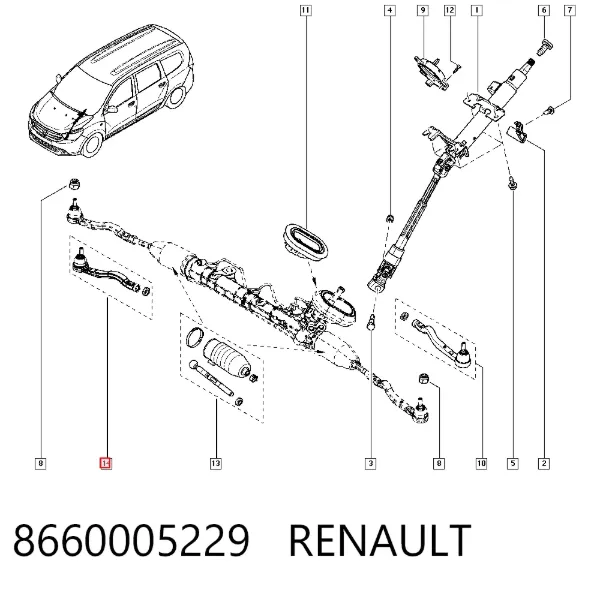 Rótula barra de dirección 8660005229 Renault (RVI)