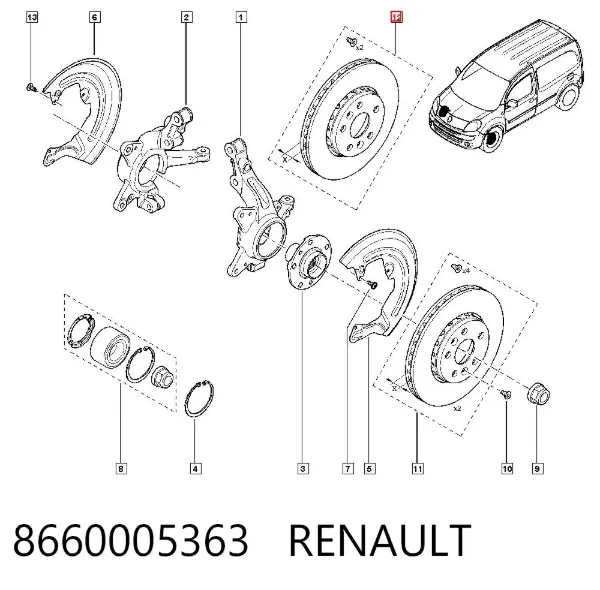 Disco de freno 8660005363 Renault (RVI)