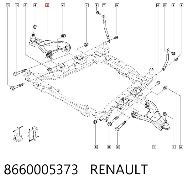 Brazo inferior derecho de la suspensión delantera 8660005373 Renault (RVI)