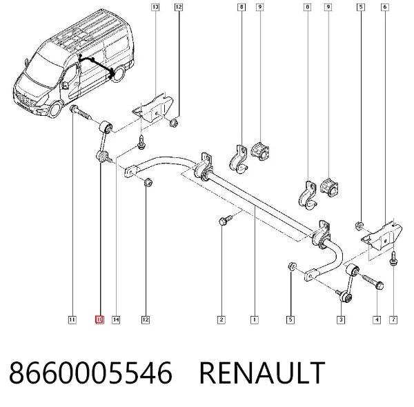 Bieleta estabilizadora trasera 8660005546 Renault (RVI)
