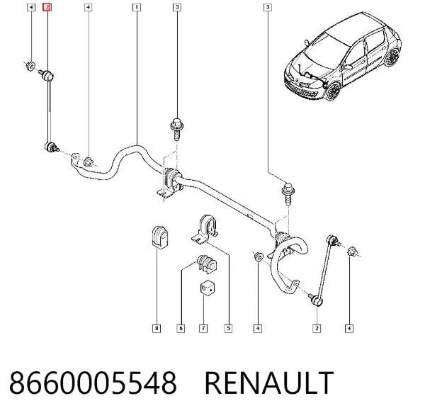 Bieleta estabilizadora delantera 8660005548 Renault (RVI)