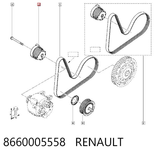 Tensor de correa poli V 8660005558 Renault (RVI)