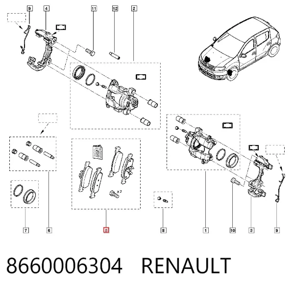 Pastillas de freno 8660006304 Renault (RVI)