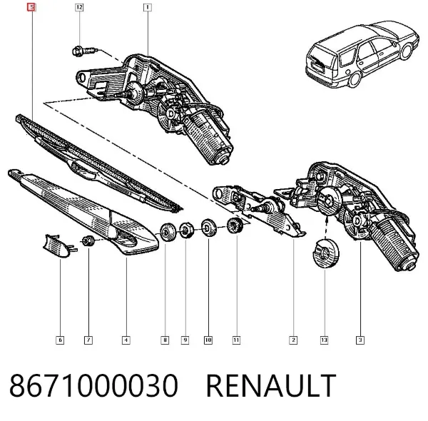 Limpiaparabrisas traseros 8671000030 Renault (RVI)