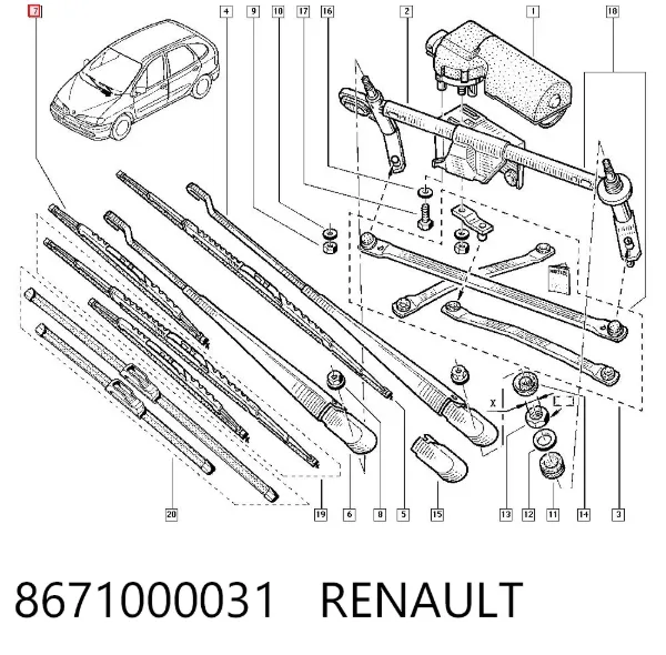 Limpiaparabrisas delanteras 8671000031 Renault (RVI)