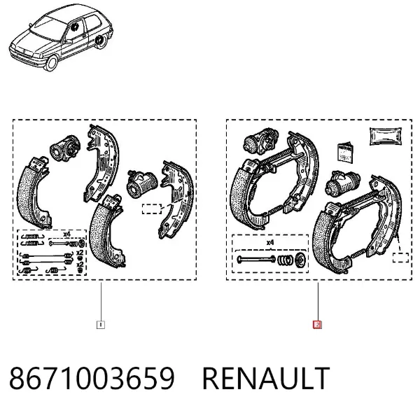 Kit de frenos de tambor, con cilindros, completo 8671003659 Renault (RVI)