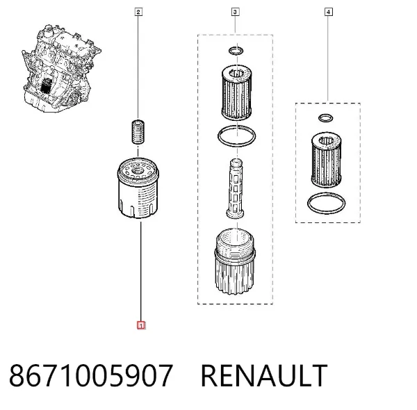 Filtro de aceite 8671005907 Renault (RVI)