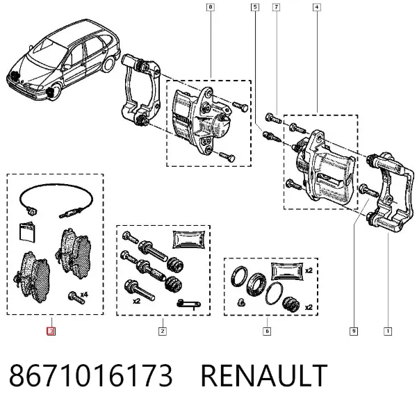 Pastillas de freno 8671016173 Renault (RVI)