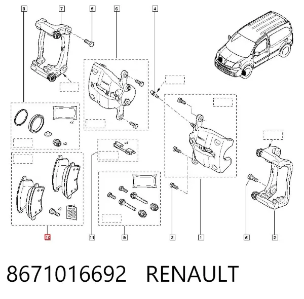 Pastillas de freno 8671016692 Renault (RVI)