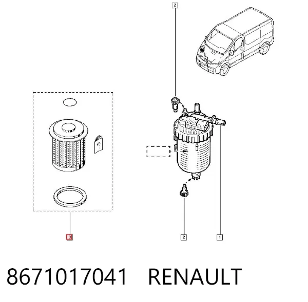 Filtro de combustible 8671017041 Renault (RVI)