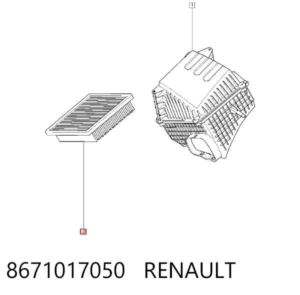 Filtro de aire 8671017050 Renault (RVI)