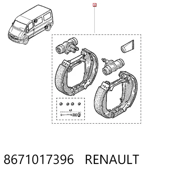 Kit de frenos de tambor, con cilindros, completo 8671017396 Renault (RVI)