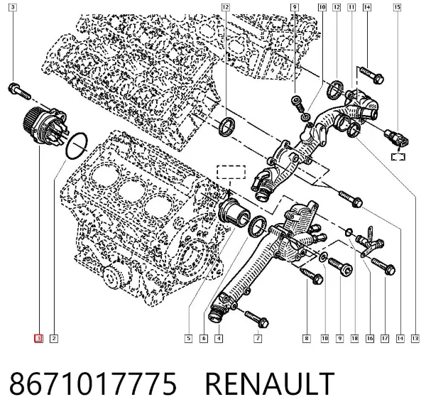 Bomba de agua 8671017775 Renault (RVI)