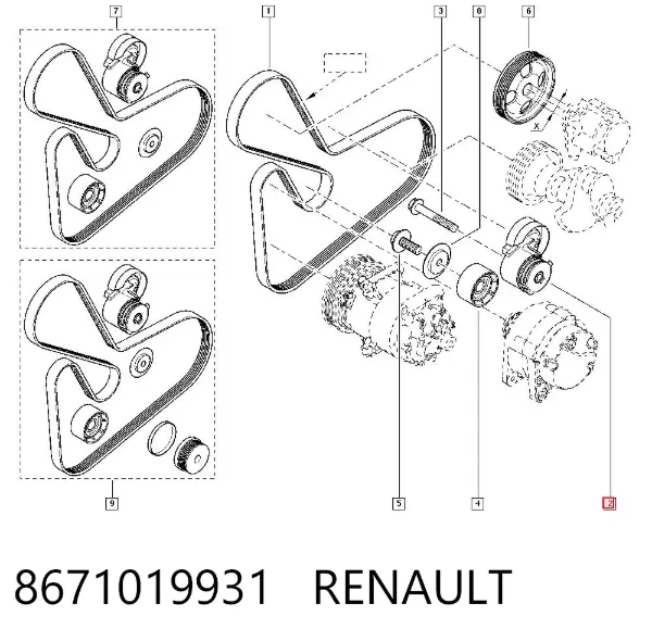 Tensor de correa poli V 8671019931 Renault (RVI)