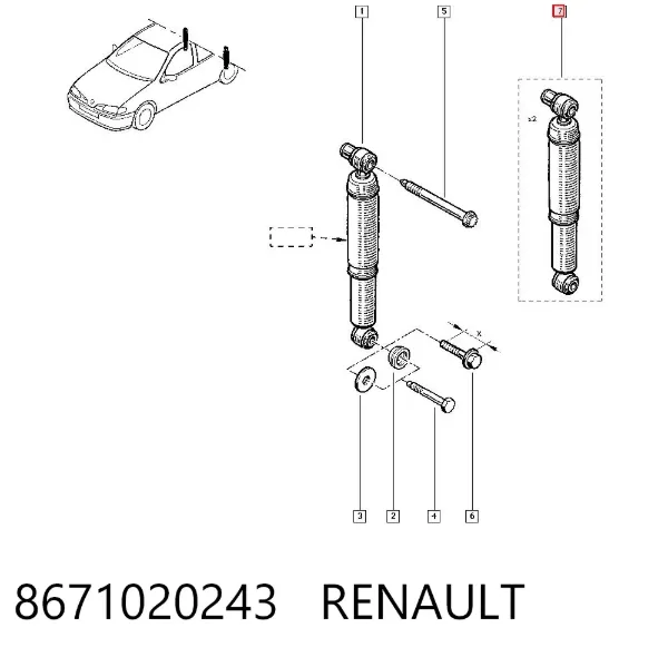 Amortiguador trasero 8671020243 Renault (RVI)
