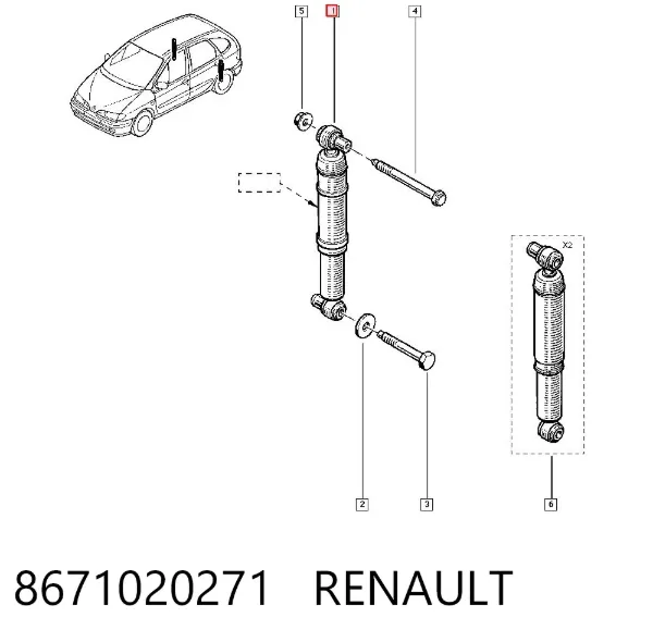Amortiguador trasero 8671020271 Renault (RVI)