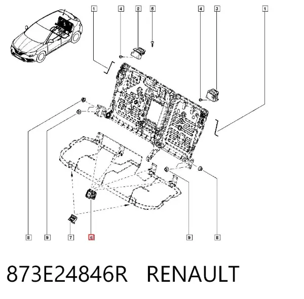 Tapón de fijación del asiento trasero 873E24846R Renault (RVI)