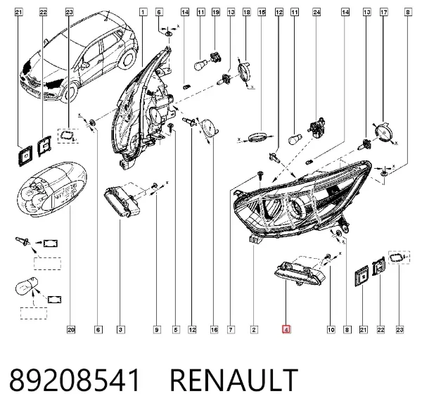 Luz diurna derecha 89208541 Renault (RVI)