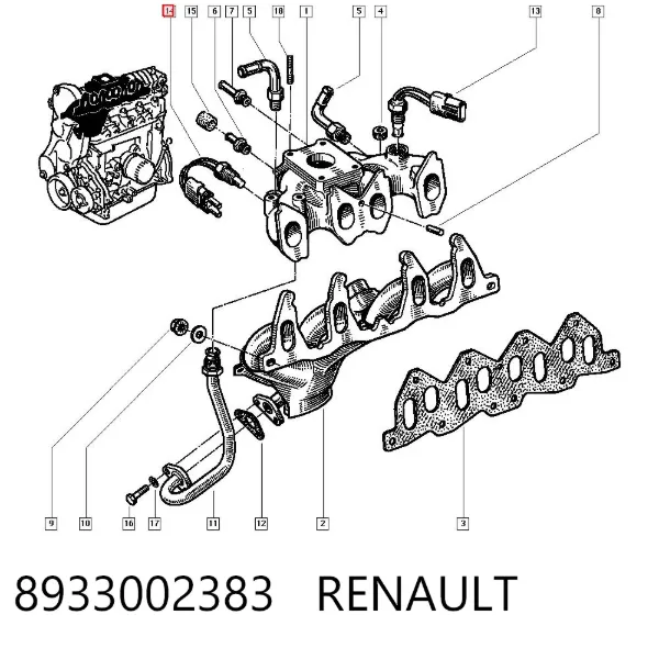 Sensor de temperatura 8933002383 Renault (RVI)