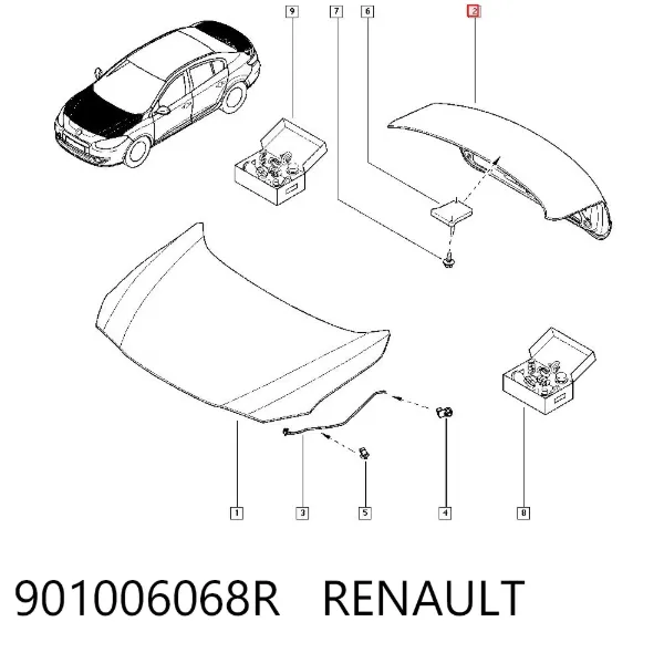 Tapa maletero 901006068R Renault (RVI)