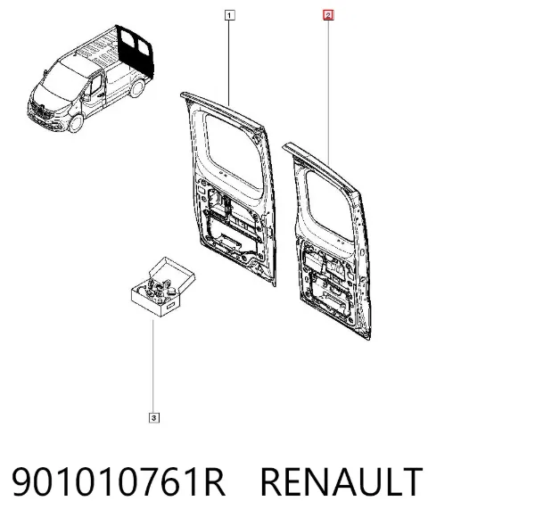 Puerta trasera izquierda de furgón de doble hoja 901010761R Renault (RVI)