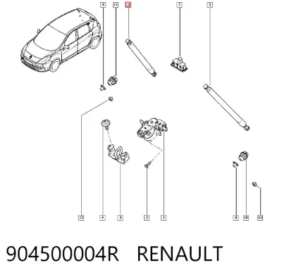 Amortiguador de la tapa del maletero RENAULT 904500004R