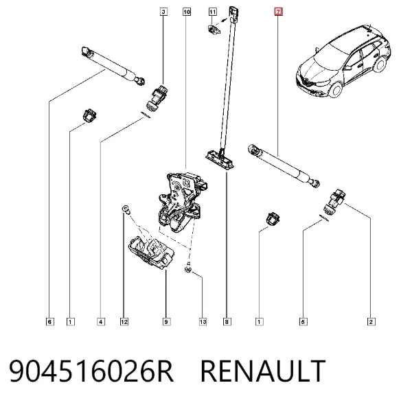 Amortiguador maletero 904516026R Renault (RVI)