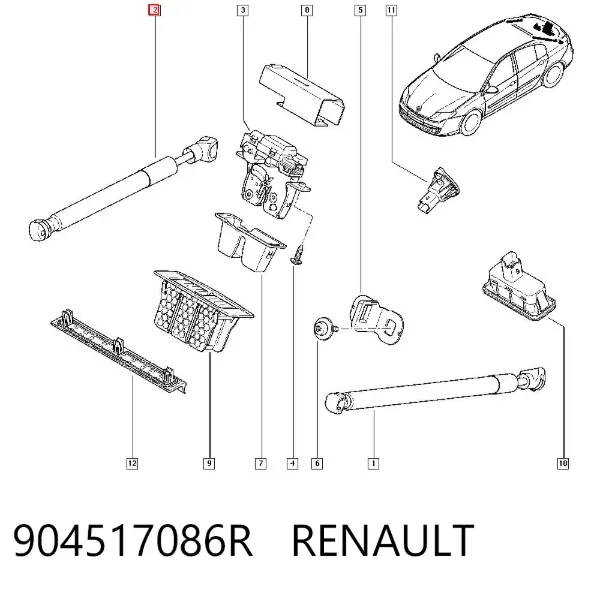 Amortiguador maletero 904517086R Renault (RVI)