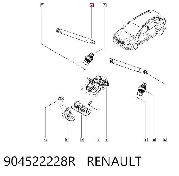 Amortiguador maletero 904522228R Renault (RVI)