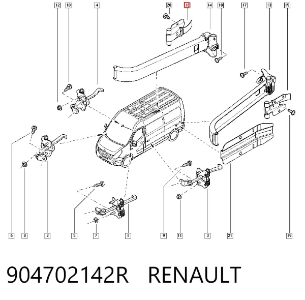 Limitador de apertura de puerta trasera 904702142R Renault (RVI)