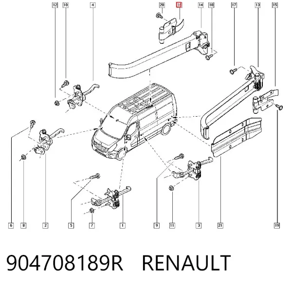 Limitador de apertura de puerta trasera 904708189R Renault (RVI)