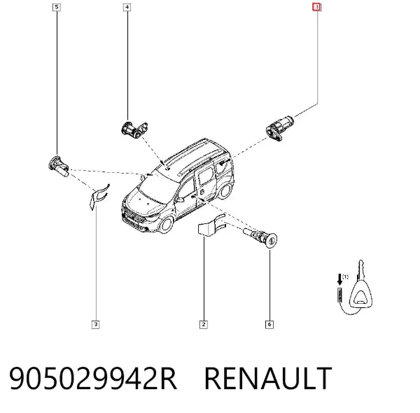 Bombín de cerradura de porton 905029942R Renault (RVI)