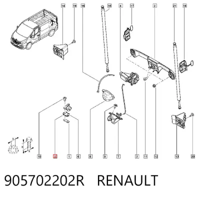 Pieza de cierre de la cerradura del portón trasero RENAULT 905702202R
