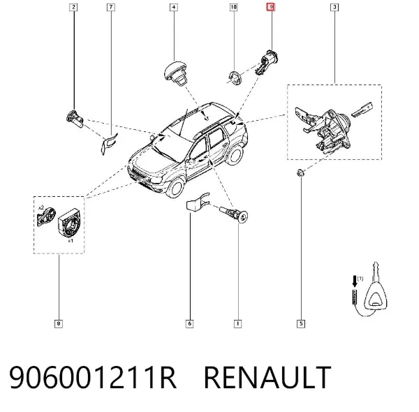 Bombín de cerradura de porton 906001211R Renault (RVI)