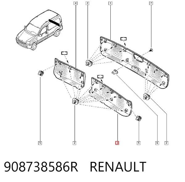 Moldura de puerta trasera izquierda 908738586R Renault (RVI)