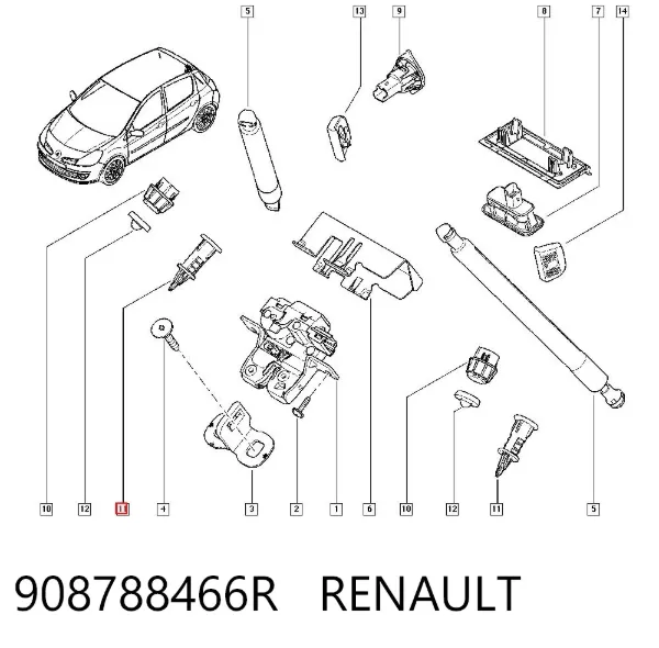 Tope de la tapa del maletero 908788466R Renault (RVI)