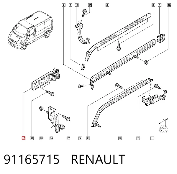 Rodillo central derecho de puerta corrediza 91165715 Renault (RVI)